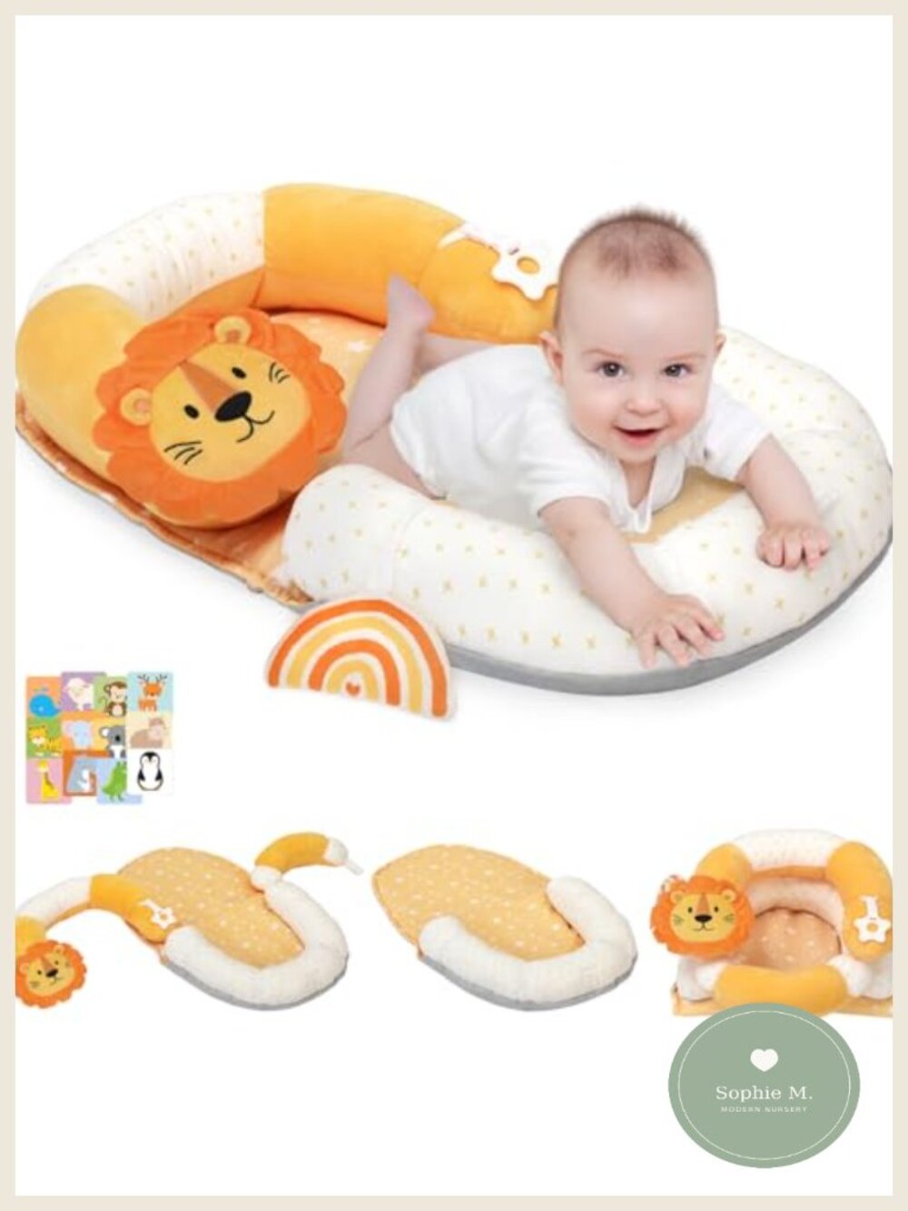 4-in-1 Tummy Time Mat Baby Play Mat & Sit Me Up Support 0-12 Months